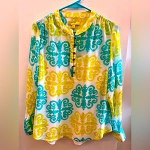 Banana Republic Milly Turq/Yellow Blouse